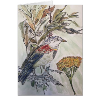 Pájaro en follaje de otoño