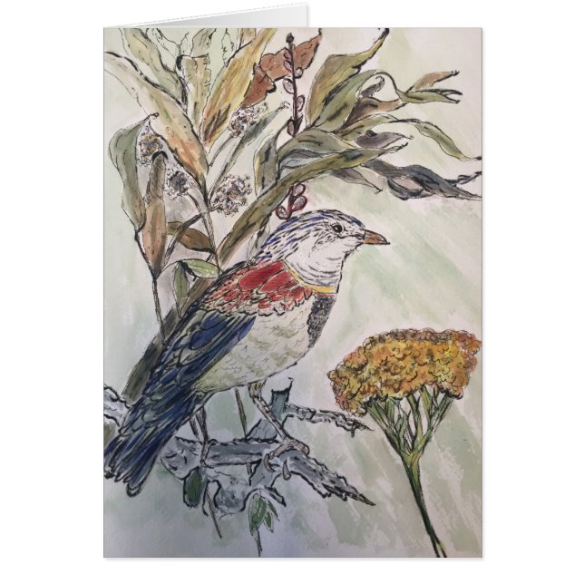 Pájaro en follaje de otoño (Frente)