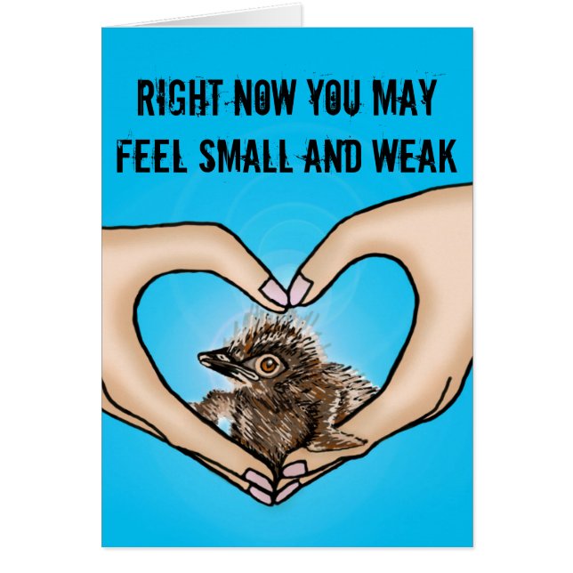 Pájaro en las manos que confortan la tarjeta (Frente)