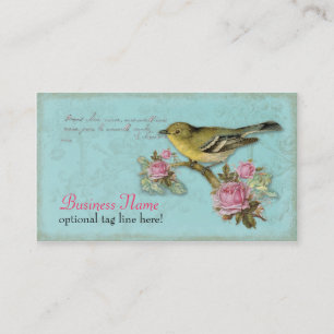 Pájaro en tarjetas de visita rosadas de los rosas