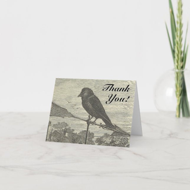 Pájaro en un Vane Viento "¡Gracias!" Tarjeta media (Anverso)