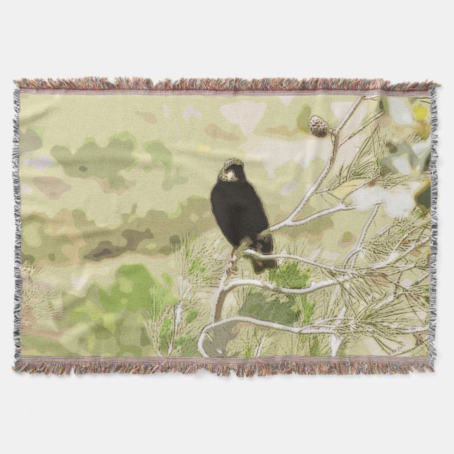 Pájaro en una manta de árbol de pino (Anverso)