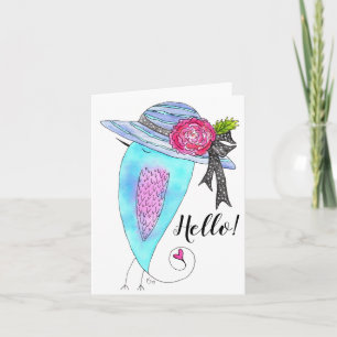 Pájaro en una tarjeta de saludo de Gorra floral
