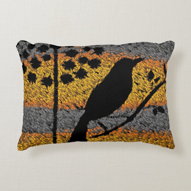 Pájaro entre plumas Almohada acentuada (Anverso)