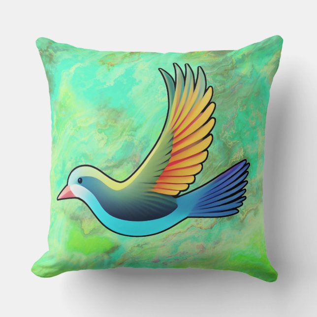 Pájaro estilizado en Cojín decorativo de mármol ne (Anverso)