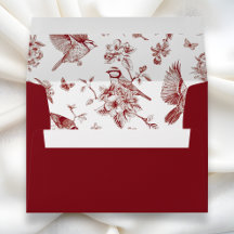Pájaro floral de chinoisería vintage rojo