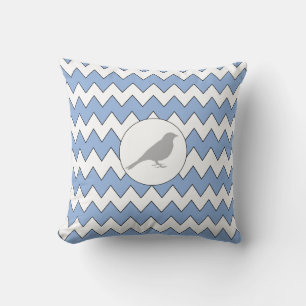 Pájaro gris Zig Zag Luz de almohada azul