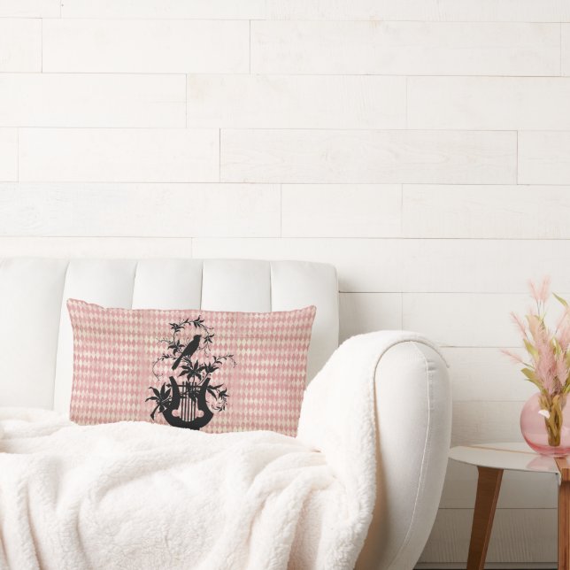 Pájaro Harp y almohada de diamante rosado (Sofá)