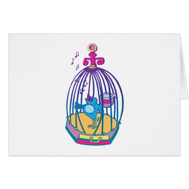 pájaro lindo cantando en jaula (Anverso (Horizontal))