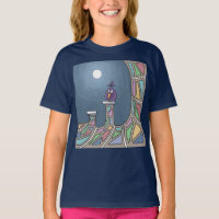 Pájaro morado del Tiki con camiseta de luna llena