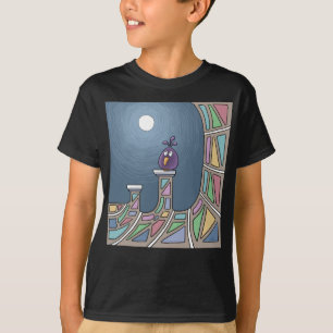 Pájaro morado del Tiki con camiseta de luna llena