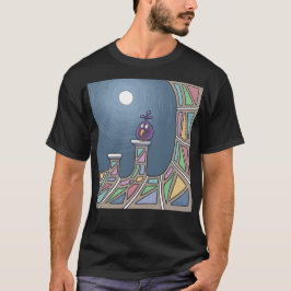 Pájaro morado del Tiki con camiseta de luna llena