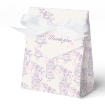 Pájaro morado rosa gracias caja de carpas de favor