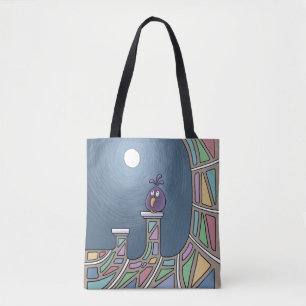 Pájaro morado tiki con bolsa de toques de luna lle