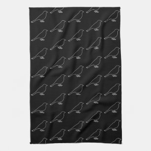 Pájaro negro: toalla de cocina de 16" x 24"