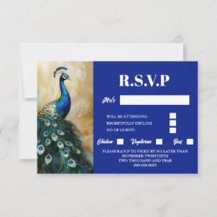 Pájaro pavo real lujoso rsvp verde esmeralda azul 