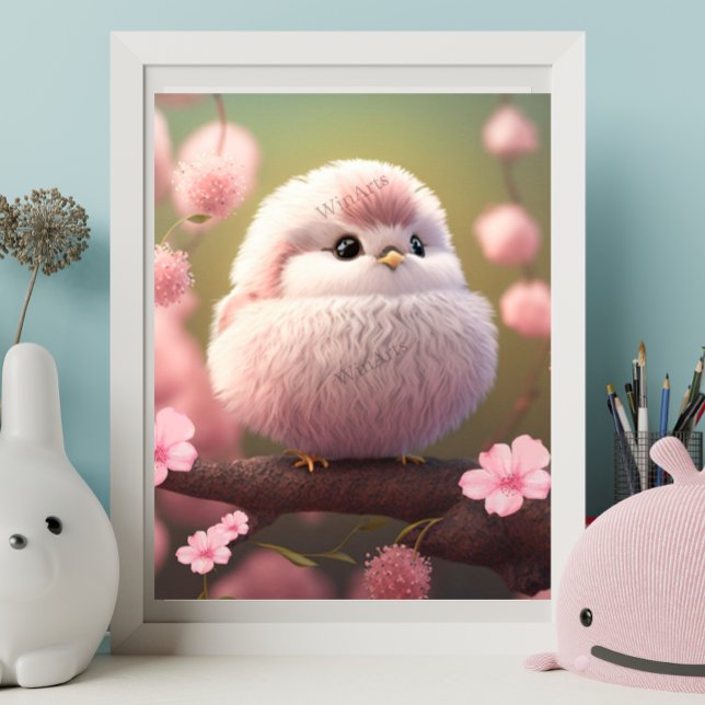 Pájaro pequeño rosado en guardería de arte floral  (Subido por el creador)