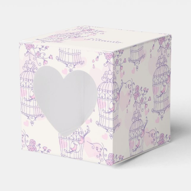 Pájaro púrpura rosa gracias caja de favores de bod (Anverso)