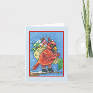 PÁJARO ROJO SANTA, NAVIDADES TARJETA DE SALUD CARD
