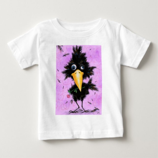 Pájaro romántico con camiseta de bebé divertida y  (Anverso)