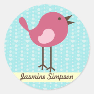 Pájaro rosado de las etiquetas/de los pegatinas