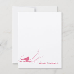 Pájaro rosado en bifurcación ecru tarjeta de agrad