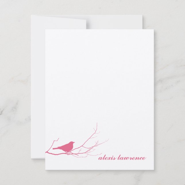 Pájaro rosado en bifurcación ecru tarjeta de agrad (Anverso)