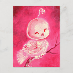Pájaro rosado lindo de la tarjeta del día de San