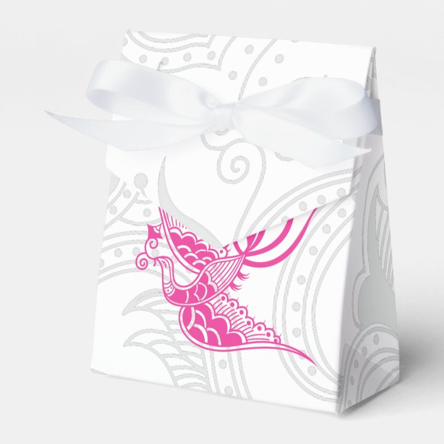Pájaro rosado y caja de favoritas de Swirl Henna (Front Side)