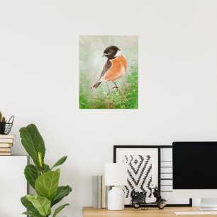 Pájaro Tarabilla Común Acuarela Arte Natural