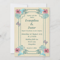 Pájaro tartamudo e Hibiscus - Invitación a la boda