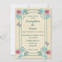 Pájaro tartamudo e Hibiscus - Invitación a la boda