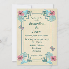 Pájaro tartamudo e Hibiscus - Invitación a la boda