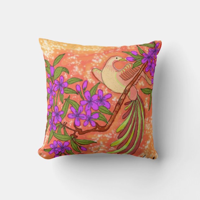 Pájaro y almohada floral de MoJo del americano (Anverso)