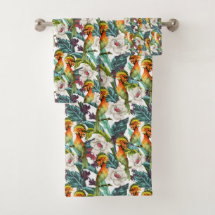 Pájaro y estampado de plores exótico