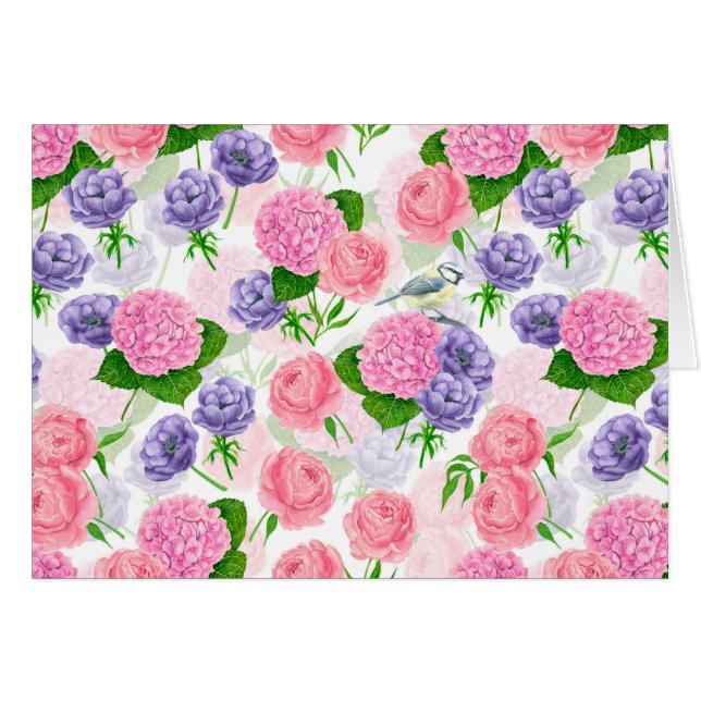 Pájaro y flores (Anverso (Horizontal))