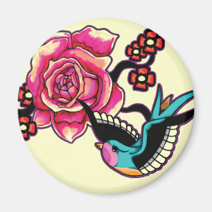 Pájaro y imán color de rosa