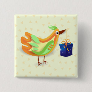 Pájaro y regalo, botón
