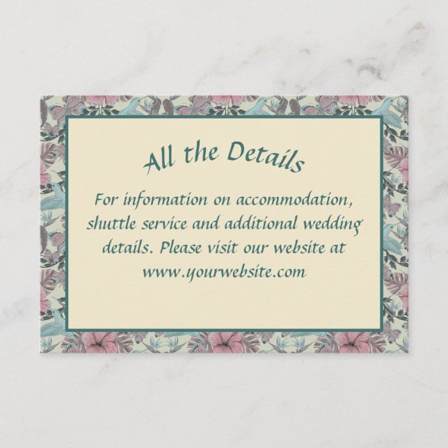 Pájaro zumbador e hibisco - tarjeta de recinto bod (Anverso)