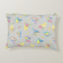Pájaros acuáticos de almohada redonda y flores imp