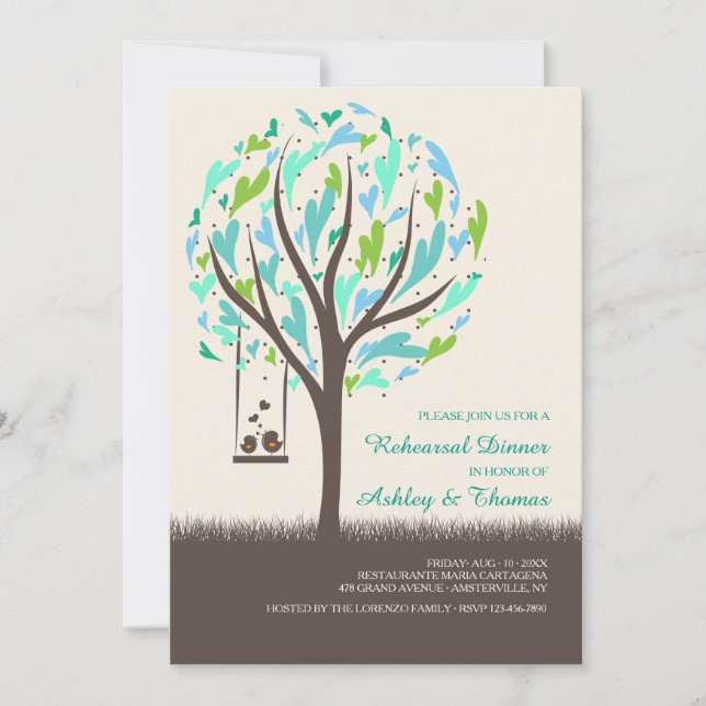 Pájaros Amables En Invitación De Swing (Anverso)