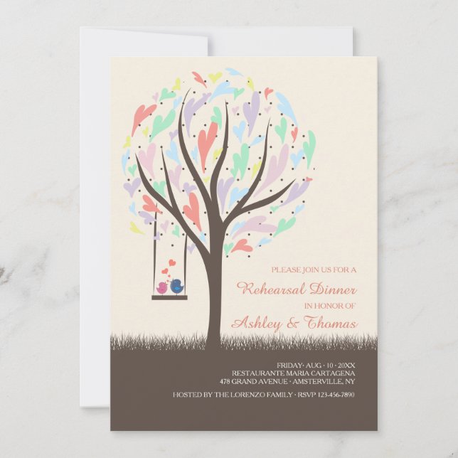 Pájaros Amantes En Una Invitación De Pastel De Swi (Anverso)