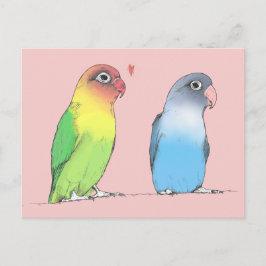 Pájaros amorosos de una postal de color diferente