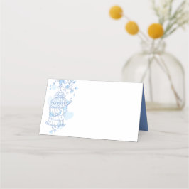 Pájaros azules abrir jaulas gráficas tarjetas de v