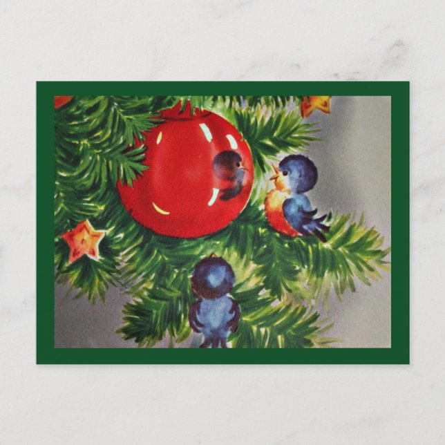 Pájaros azules en un árbol de Navidad (Anverso)