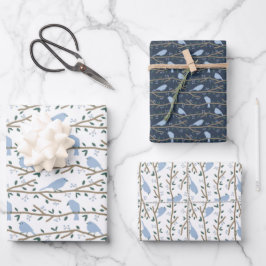 Pájaros azules hojas de papel de relleno