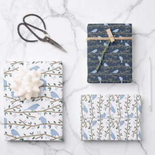 Pájaros azules hojas de papel de relleno