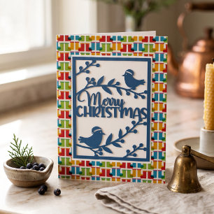 Pájaros Azules Medianos Feliz Navidad Falso Paperc
