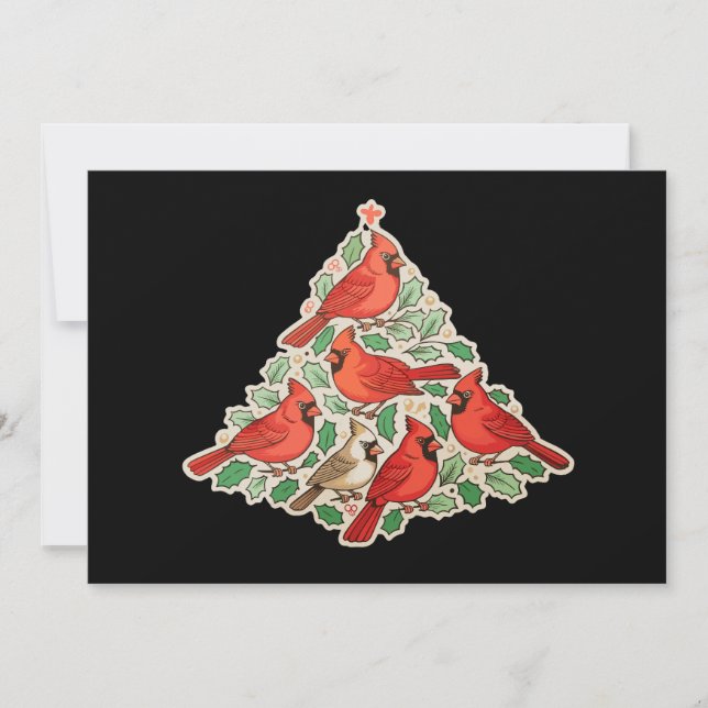 Pájaros Cardenales Árbol de Navidad Xmas Fiesta Fa (Anverso)