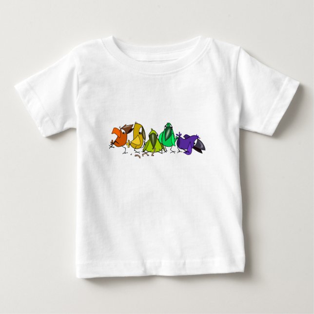 Pájaros coloridos Camiseta bebé divertida (Anverso)